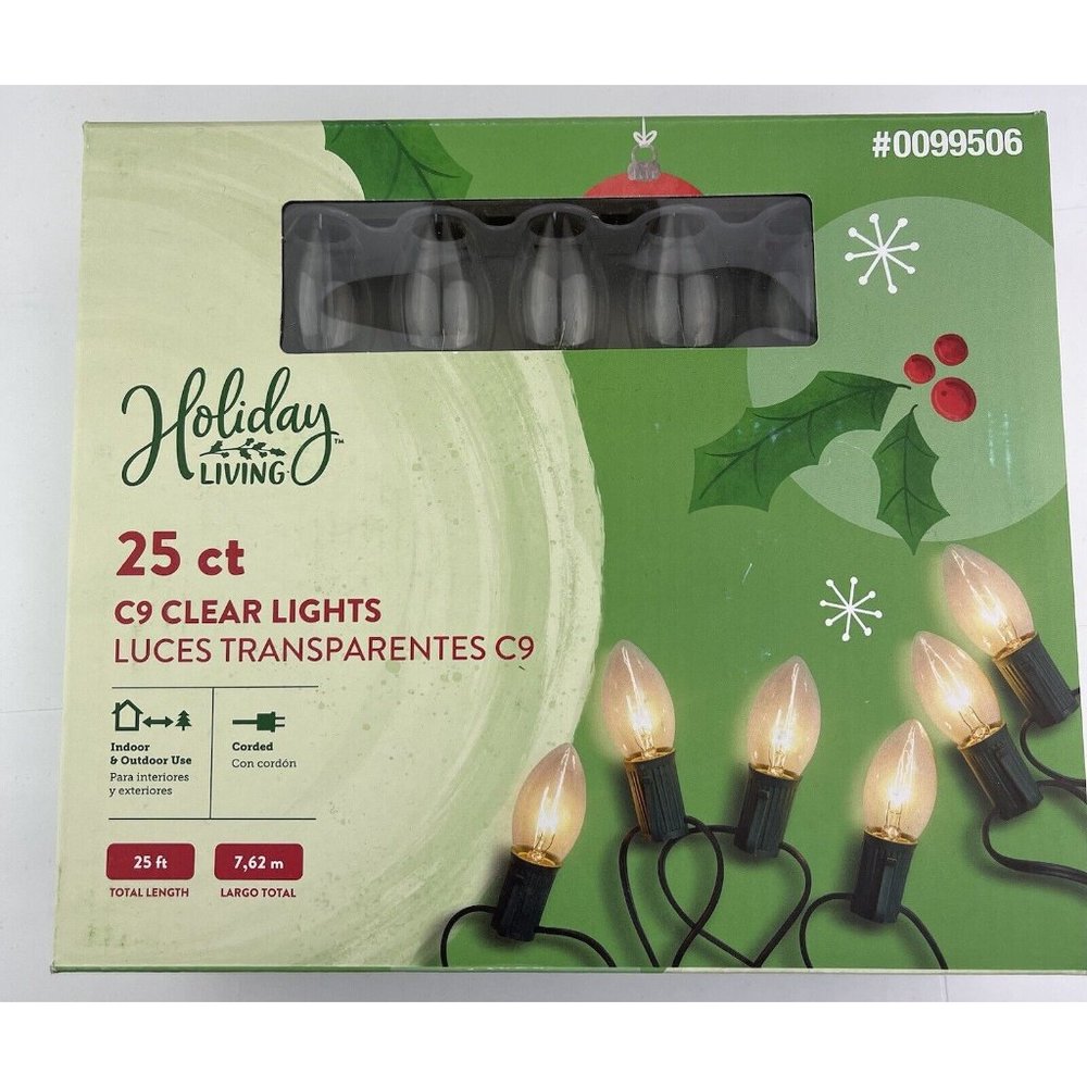 Holiday‎ Living 25 Ct C9 Clear Christmas Holiday Incandescent Light Set New